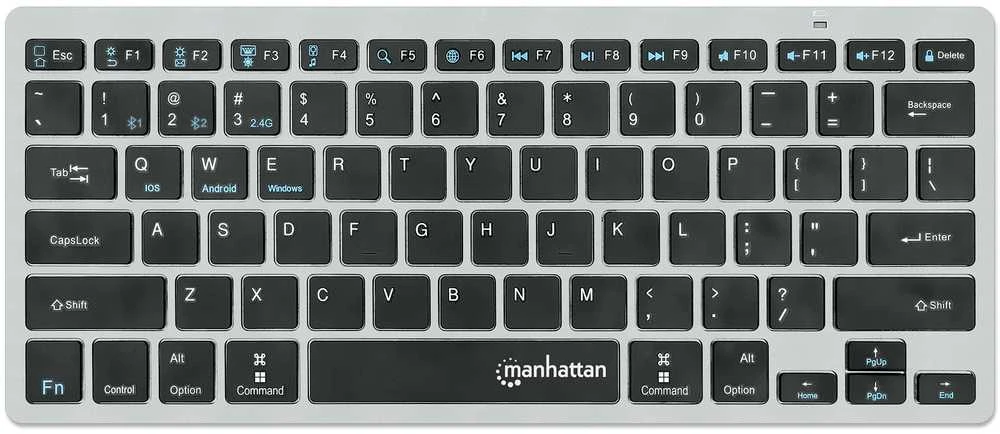 Klaviatūra MANHATTAN Slim Funktastatur anthrazit Bluetooth 3.0/2.4GHz
