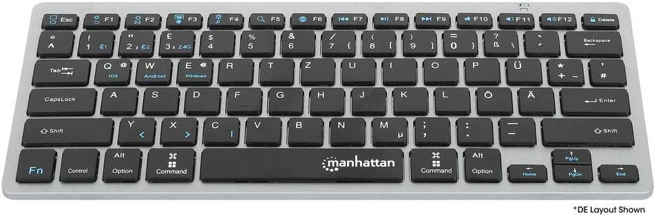 Klaviatūra MANHATTAN Slim Funktastatur anthrazit Bluetooth 3.0/2.4GHz