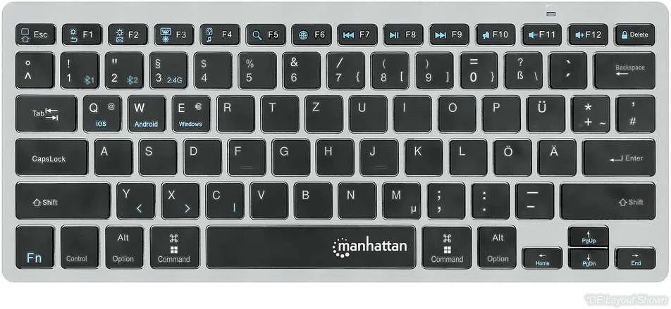 Klaviatūra MANHATTAN Slim Funktastatur anthrazit Bluetooth 3.0/2.4GHz