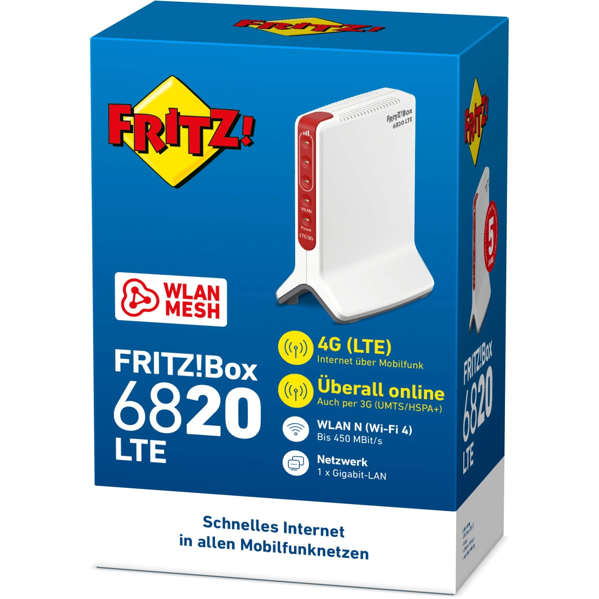 AVM Box 6820 LTE belaidis maršrutizatorius Viena juosta (2,4 GHz) Gigabitinis eternetas 3G 4G Balta