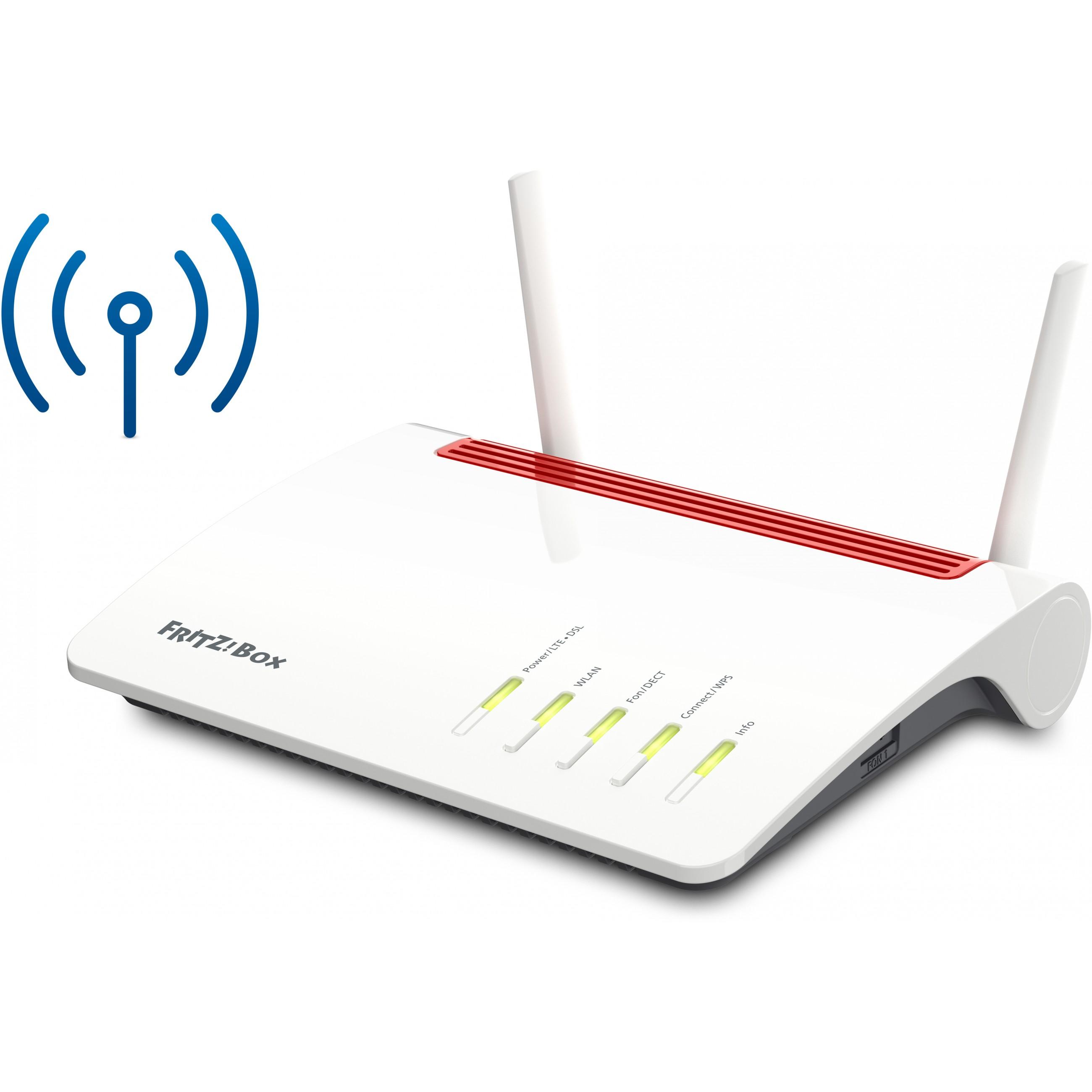 AVM FRITZ!Box 6890 LTE belaidis maršrutizatorius Dviguba juosta (2,4 GHz / 5 GHz) Gigabitinis eternetas 3G 4G Juoda, Raudona, Balta