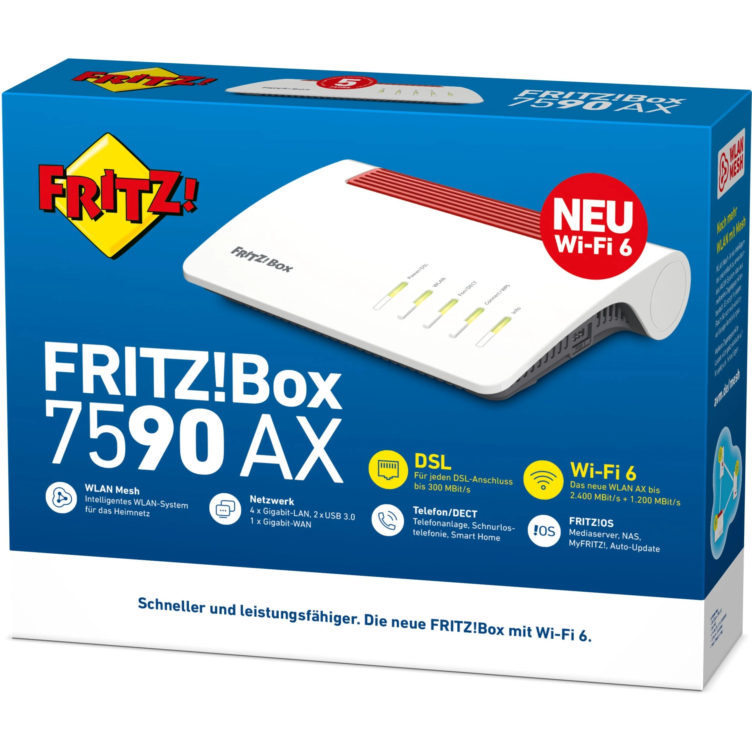 Šakotuvas AVM Fritz!Box 7590 AX Wifi-6 be S0