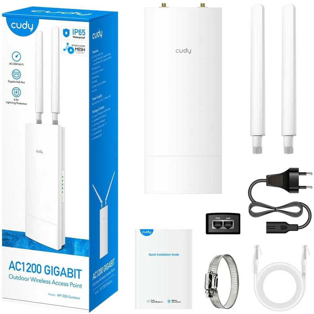 Maršrutizatorius „Cudy AP1300“ lauko 1167 Mbit/s Baltas maitinimas per Ethernet (PoE)