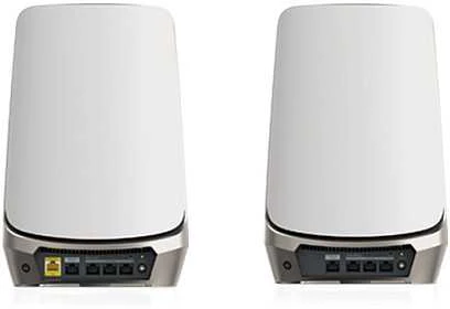 Maršrutizatorius NETGEAR Orbi Quad-band RBKE963 AXE11000 WiFi 6E tinklelio sistema, pilka, balta, vidinė, maitinimas, Wi-Fi 6 (802.11ax), 802.11a, 802.11b, 802.11g, Wi-Fi 4 (802.11ac), 162.11ac. Wi-Fi 6E..., 1200 Mbit/s