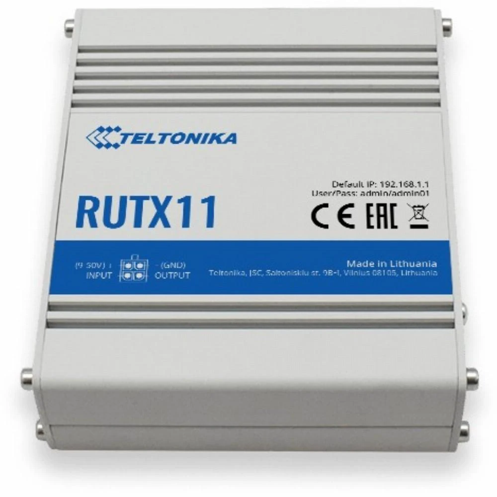 Šakotuvas Maršrutizatorius belaidis Teltonika RUTX11000000 (3G/4G/LTE SIM, 3G/4G/LTE USB, 2,4 GHz, 5 GHz)