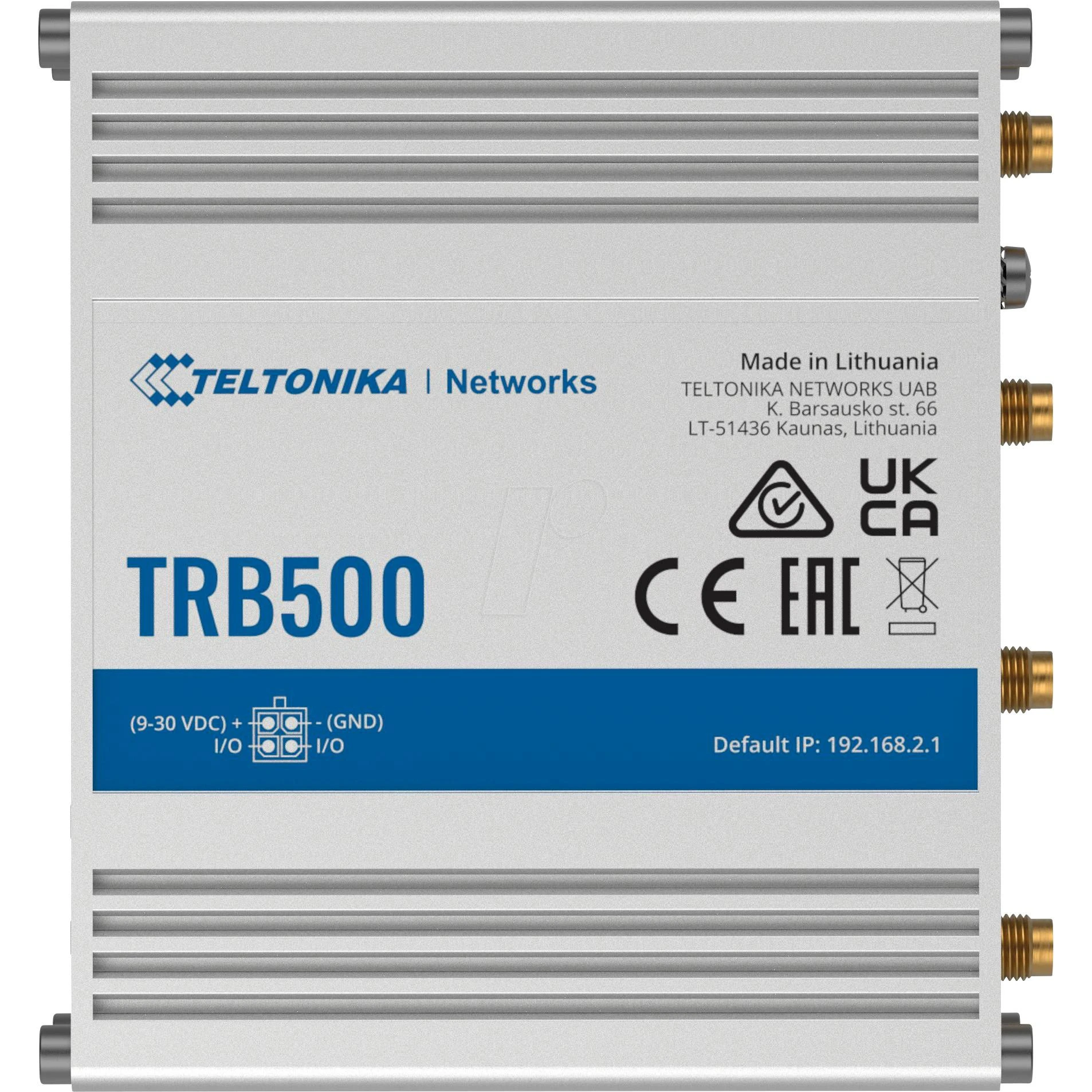Maršrutizatorius Teltonika | Pramoninis 5G šliuzas | TRB500 | Nėra „Wi-Fi“ | 10/100/1000 Mbps Mbit/s | Ethernet LAN (RJ-45) jungtys 1 | Tinklo palaikymas: Ne | MU-MiMO: Taip | Antenos tipas: SMA, skirtas mobiliesiems įrenginiams