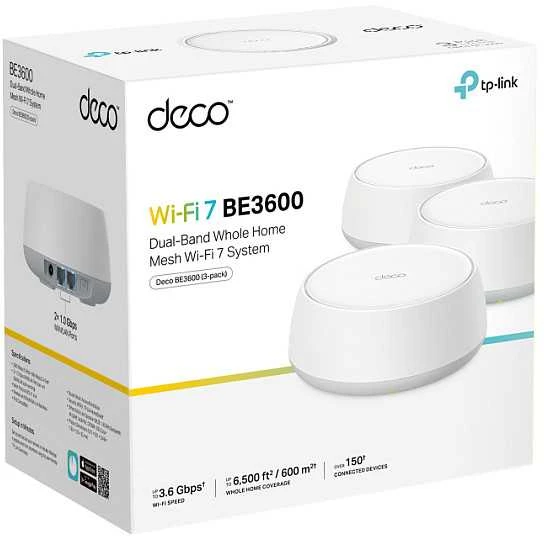 Maršrutizatorius TP-Link Rinkinys Deco BE3600 Wi-Fi 7 Mesh 3,6 Gb/s WLAN Maršrutizatorius repeater 3-pak