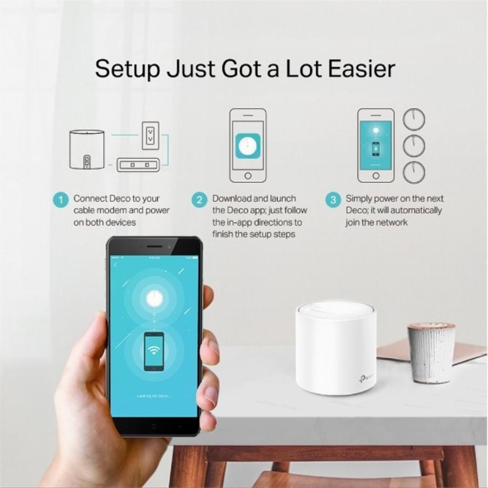 Maršrutizatorius „TP-Link AX1800 Whole Home Mesh Wi-Fi 6“ sistema | Deco X20 (2 pakuotės) | 802.11ax | 1201+574 Mbit/s | 10/100/1000 Mbit/s | Ethernet LAN (RJ-45) jungtys 2 | Tinklelio palaikymas Taip | MU-MiMO Taip | Nėra mobiliojo plačiajuosčio ryšio | Antenos tipas 4xInternal per Deco uni