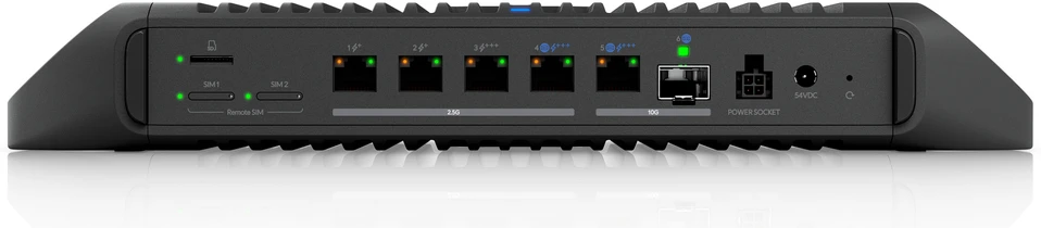 Maršrutizatorius Galingas „Ubiquiti“ kelių WAN „UniFi“ debesies šliuzas su nuotolinio SIM palaikymo funkcija, turintis 10 GbE, 2,5 GbE „PoE+“ ir 10 G „PoE++“ išvestį, „Micro SD“ atmintinę | „Ubiquiti“
