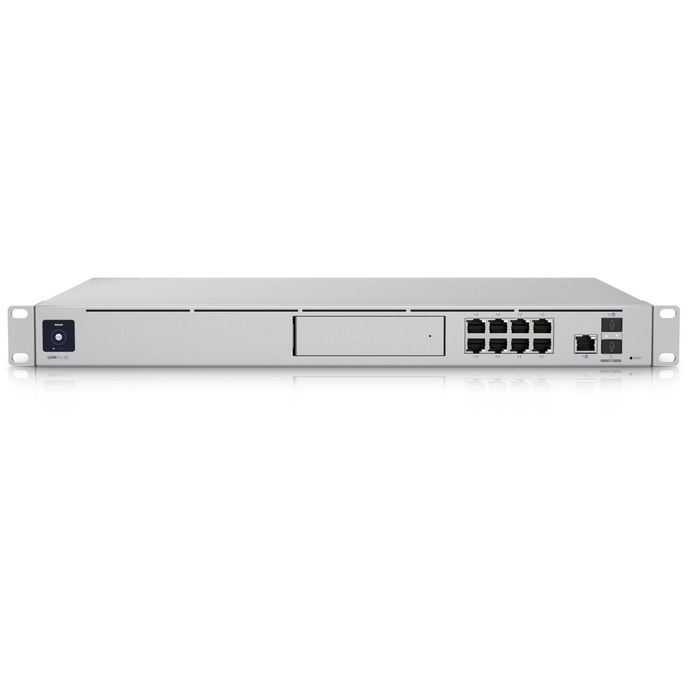 Šakotuvas Ubiquiti All-in-one Maršrutizatorius ir Security Gateway | UDM-SE | Nėra „Wi-Fi“ | 10/100/1000/2500 Mbit/s | Ethernet LAN (RJ-45) jungtys 8 | Tinklelio atramos Nr. | MU-MiMO Nr. | Nėra mobiliojo plačiajuosčio ryšio