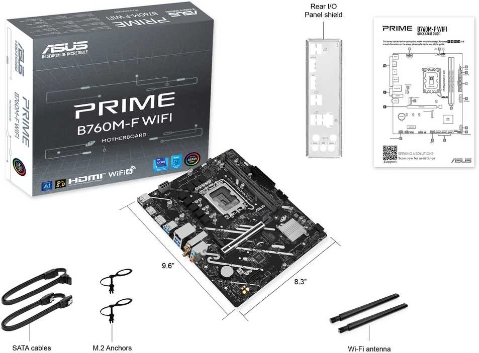 Pagrindinė plokštė ASUS 1700 B760M-F WIFI PRIME - DDR5/2xM.2/DP/HDMI