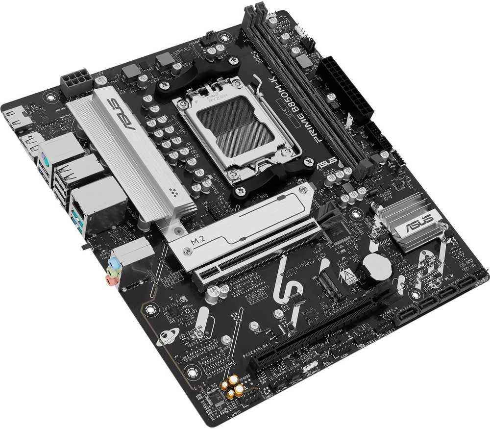 Pagrindinė plokštė Asus PRIME B850M-K | Procesorių šeima AMD | Procesoriaus lizdas AM5 | DDR5 | Palaikomos standžiojo disko sąsajos SATA, M.2 | SATA jungčių skaičius 4