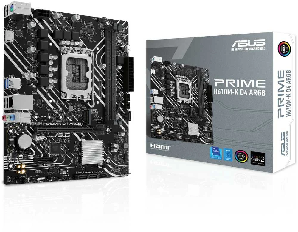 Pagrindinė plokštė MB ASUS PRIME H610M-K D4 ARGB (Intel.1700.DDR4.mATX)