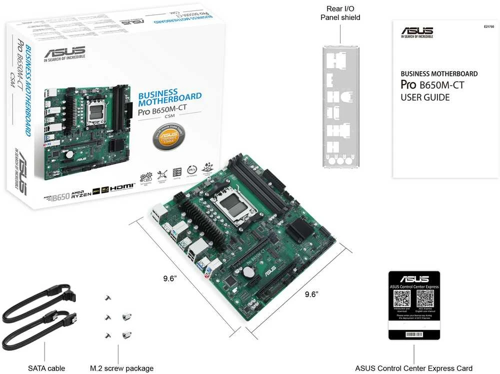 ASUS PRO B650M-CT-CSM, AMD B650 pagrindinė plokštė, AM5 lizdas, DDR5