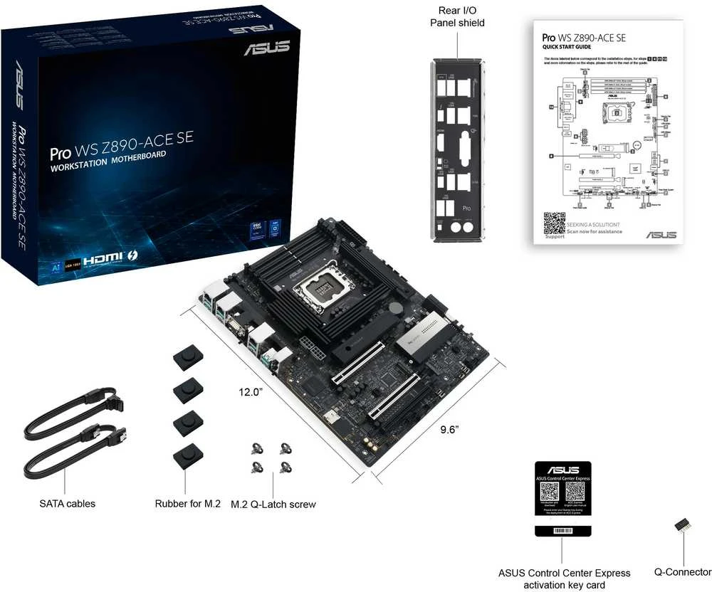 ASUS Pro WS Z890-ACE SE pagrindinė plokštė, LGA 1851 lizdas, Intel Z890, ATX, DDR5