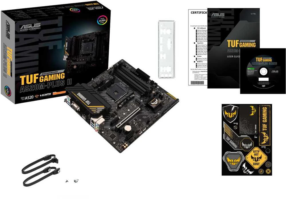 Pagrindinė plokštė Asus | TUF GAMING A520M-PLUS II | Procesorių šeima AMD | Procesoriaus lizdas AM4 | DDR4 DIMM | Atminties lizdai 4 | Palaikomos standžiojo disko sąsajos SATA, M.2 | SATA jungčių skaičius 4 | Lustų rinkinys AMD A520 | Mikro ATX