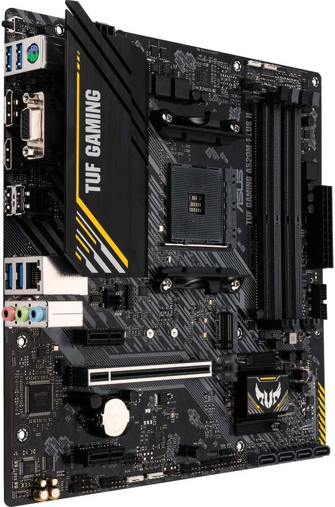Pagrindinė plokštė Asus | TUF GAMING A520M-PLUS II | Procesorių šeima AMD | Procesoriaus lizdas AM4 | DDR4 DIMM | Atminties lizdai 4 | Palaikomos standžiojo disko sąsajos SATA, M.2 | SATA jungčių skaičius 4 | Lustų rinkinys AMD A520 | Mikro ATX