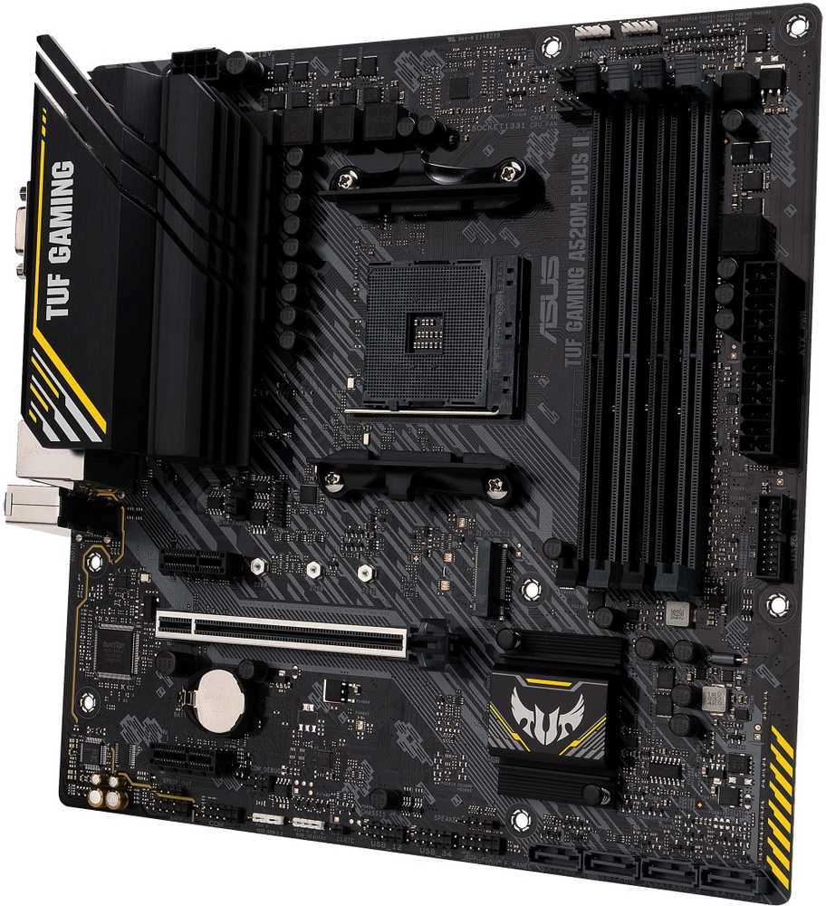 Pagrindinė plokštė Asus | TUF GAMING A520M-PLUS II | Procesorių šeima AMD | Procesoriaus lizdas AM4 | DDR4 DIMM | Atminties lizdai 4 | Palaikomos standžiojo disko sąsajos SATA, M.2 | SATA jungčių skaičius 4 | Lustų rinkinys AMD A520 | Mikro ATX