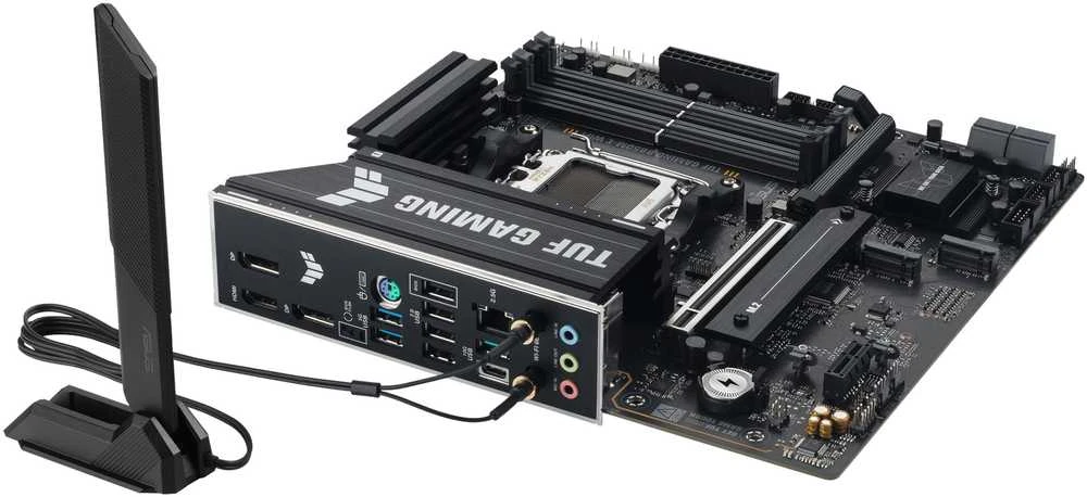ASUS TUF GAMING B850M-E WIFI AMD AM5 mATX pagrindinė plokštė 4xDDR5 PCIe 5.0 3xM.2 1xHDMI 1xDisplayPort 4xSATA