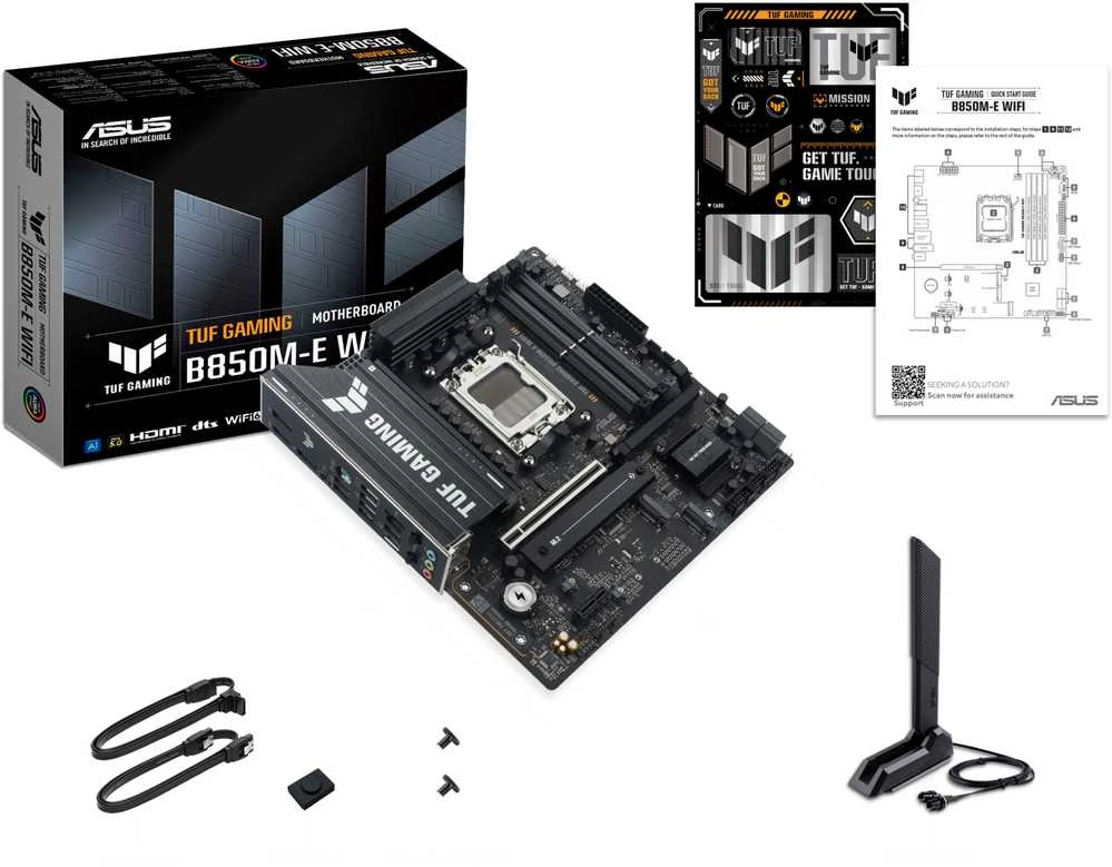 ASUS TUF GAMING B850M-E WIFI AMD AM5 mATX pagrindinė plokštė 4xDDR5 PCIe 5.0 3xM.2 1xHDMI 1xDisplayPort 4xSATA