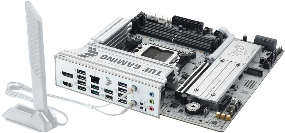 Pagrindinė plokštė Asus TUF GAMING B850M-PLUS WIFI7 W | Procesorių šeima AMD | Procesoriaus lizdas AM5 | DDR5 | Palaikomos standžiojo disko sąsajos SATA, M.2 | SATA jungčių skaičius 4
