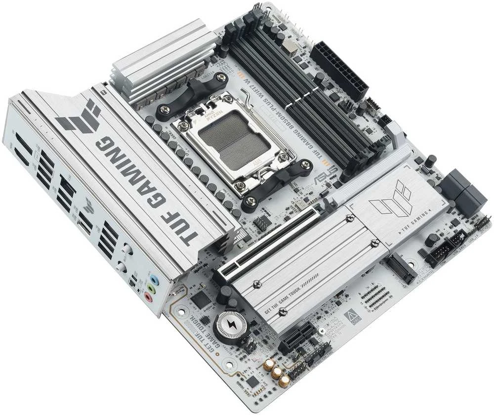 Pagrindinė plokštė Asus TUF GAMING B850M-PLUS WIFI7 W | Procesorių šeima AMD | Procesoriaus lizdas AM5 | DDR5 | Palaikomos standžiojo disko sąsajos SATA, M.2 | SATA jungčių skaičius 4