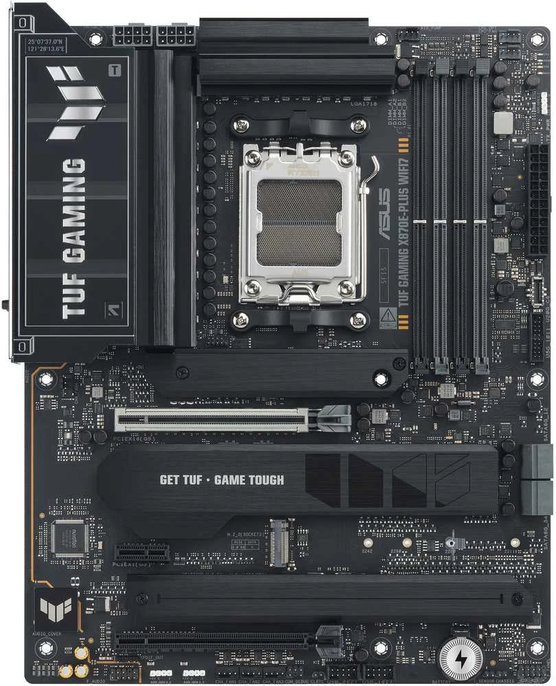 ASUS TUF GAMING X870E-PLUS WIFI7 AMD AM5 ATX pagrindinė plokštė 4xDDR5 PCIe 5.0 x16 4xM.2 1xHDMI 2xSATA