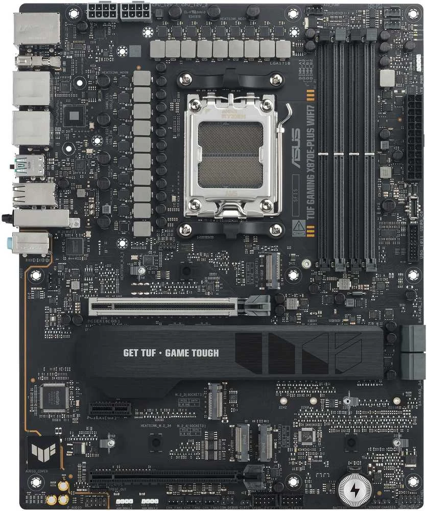 ASUS TUF GAMING X870E-PLUS WIFI7 AMD AM5 ATX pagrindinė plokštė 4xDDR5 PCIe 5.0 x16 4xM.2 1xHDMI 2xSATA