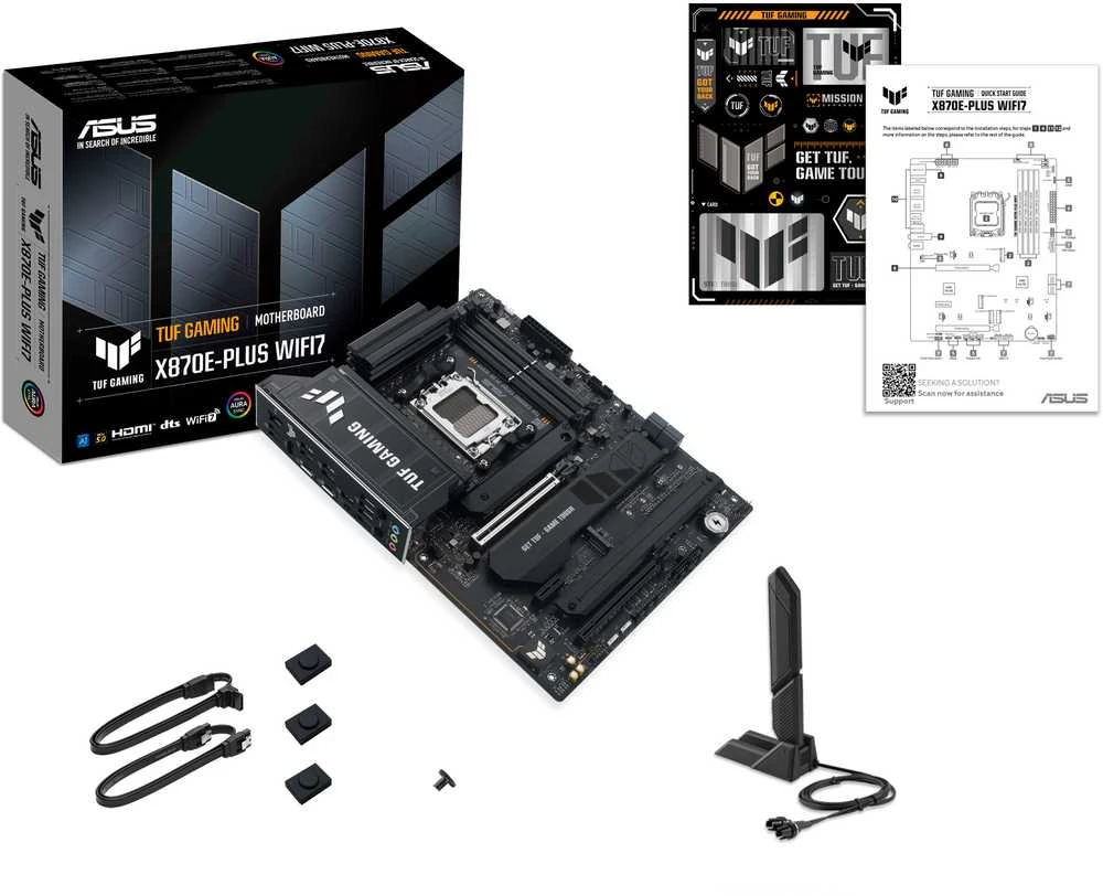 ASUS TUF GAMING X870E-PLUS WIFI7 AMD AM5 ATX pagrindinė plokštė 4xDDR5 PCIe 5.0 x16 4xM.2 1xHDMI 2xSATA