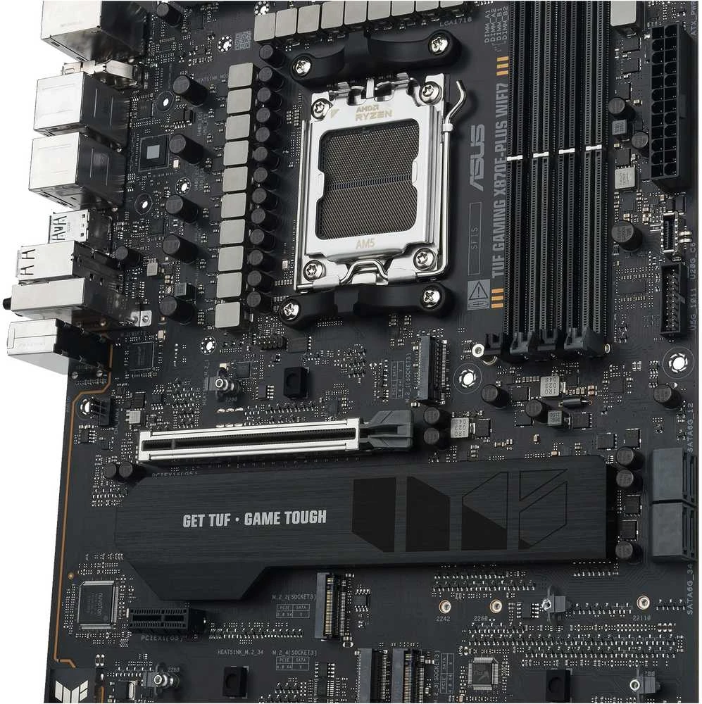 ASUS TUF GAMING X870E-PLUS WIFI7 AMD AM5 ATX pagrindinė plokštė 4xDDR5 PCIe 5.0 x16 4xM.2 1xHDMI 2xSATA
