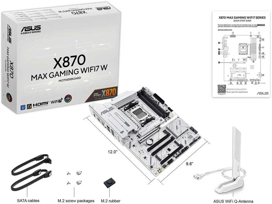 Pagrindinė plokštė ASUS X870 MAX GAMING WIFI7 W AMD X870 Socket AM5 ATX
