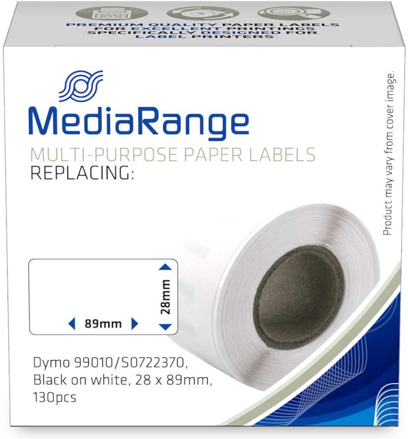 Etikečių spausdintuvas MediaRange ge taśma drukarska 28x89mm juoda-balta Dymo 99010/S0722370 130Stk