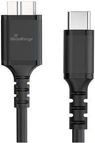 MediaRange Kabelis do ładowania Micro-B na USB-C USB 3.0 0,5m juoda