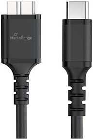 MediaRange Kabelis do ładowania Micro-B na USB-C USB 3.0 0,5m juoda