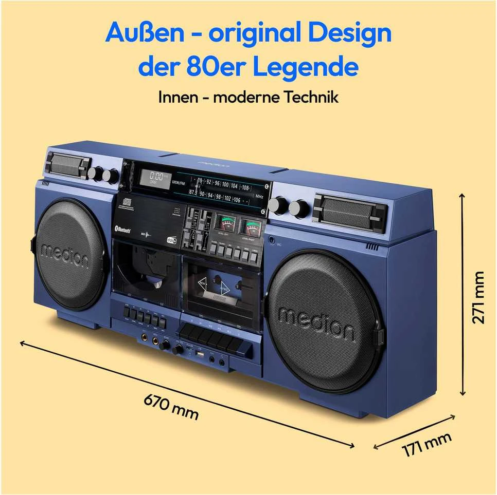 Medion LIFE® P66538 Retro-Boombox blau