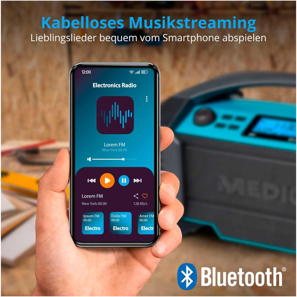 Medion MD 43320 DAB+ Baustellen-Radio blau / juodas