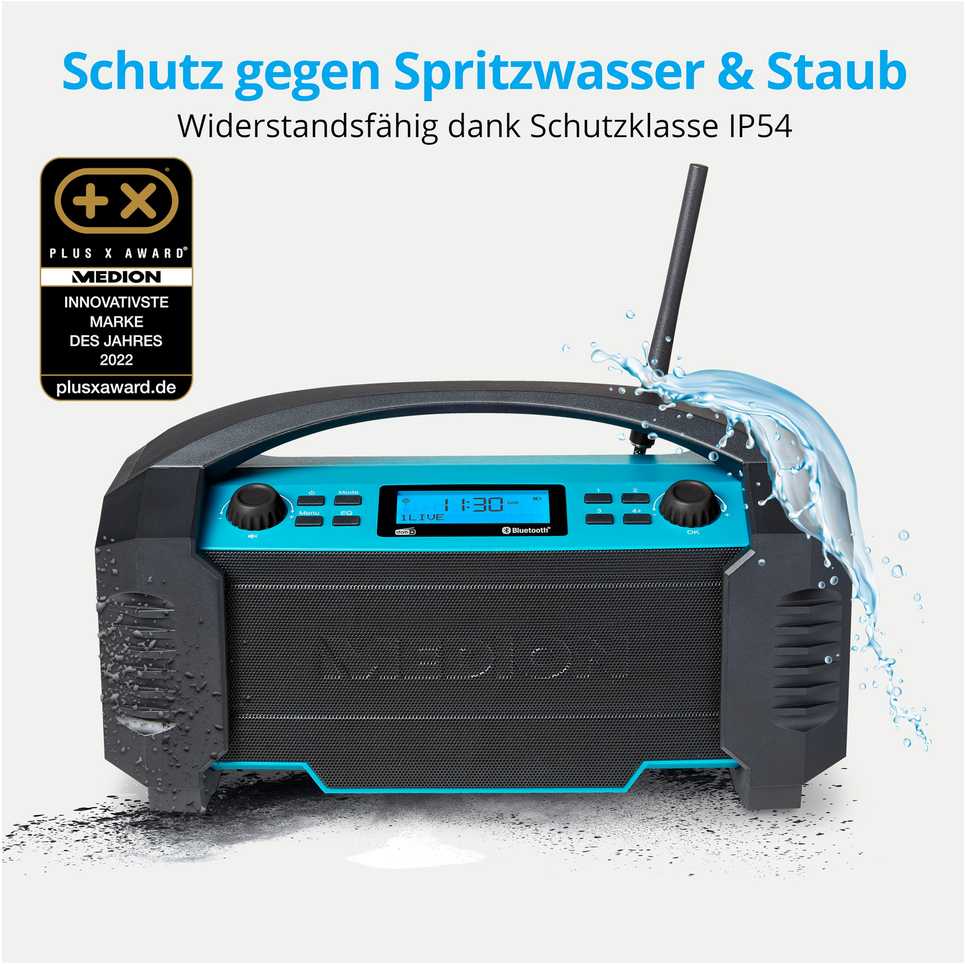 Medion MD 43320 DAB+ Baustellen-Radio blau / juodas