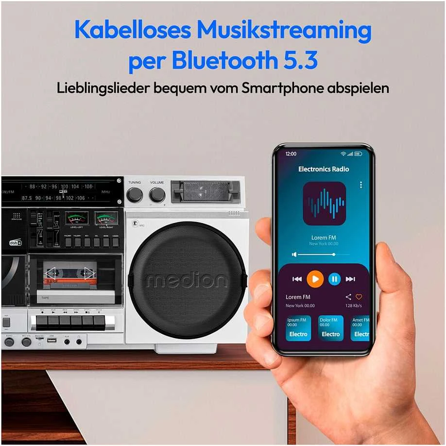 Medion P66538 Retro-Boombox wei