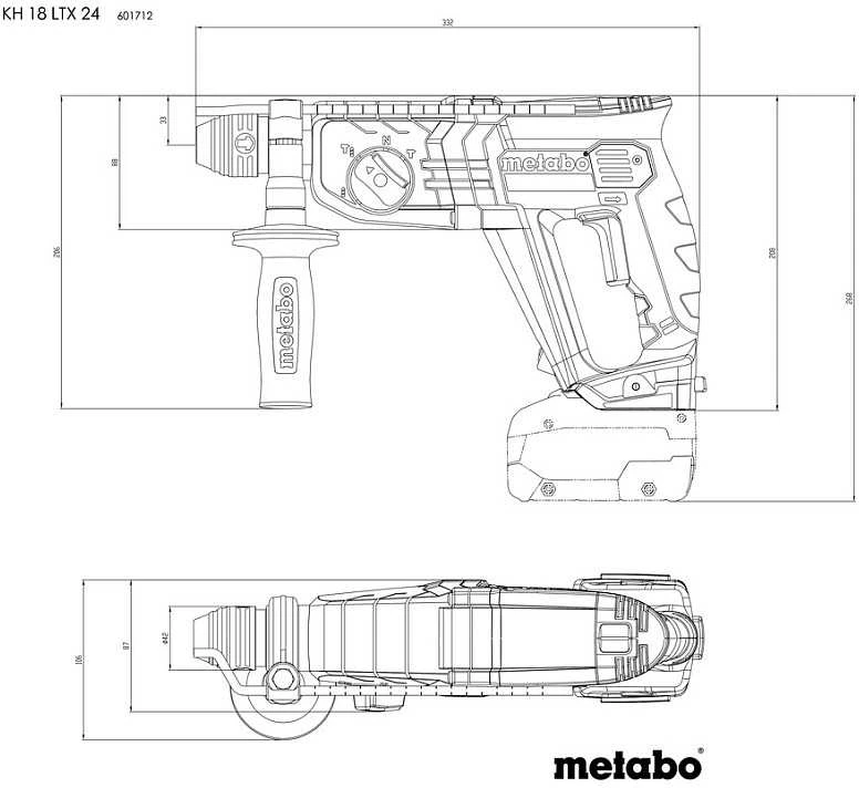Akumuliatorinis perforatorius Metabo KH 18 LTX 24; 18 V; 2,1 J; SDS-plus (be akumuliatoriaus ir pakrovėjo)