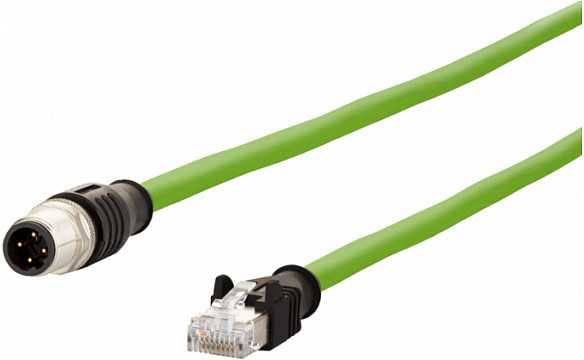 Metz CONNECT Kabelis połączeniowy M12 męski-RJ45 męski, 4-biegunowy su kodem D, prosty, łańcuch nadążny, moment sukamasis, 5 m (142M4D15050)