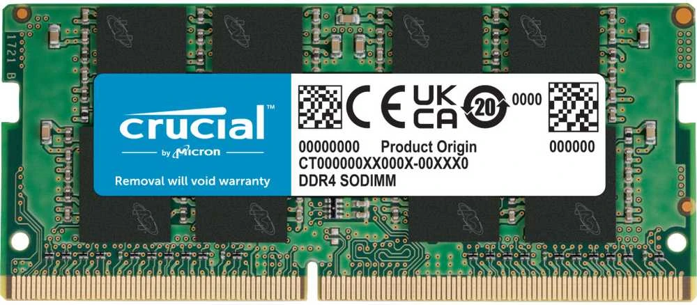 Crucial DDR4 SODIMM atminties modulis iš viršaus