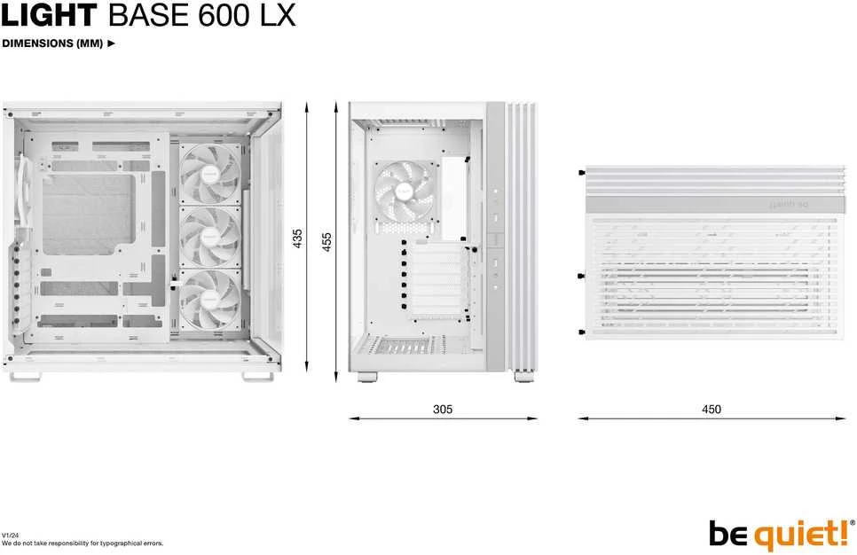 Kompiuterio Korpusas - be quiet! LIGHT BASE 600 LX Midi Tower ATX Micro-ATX Baltas