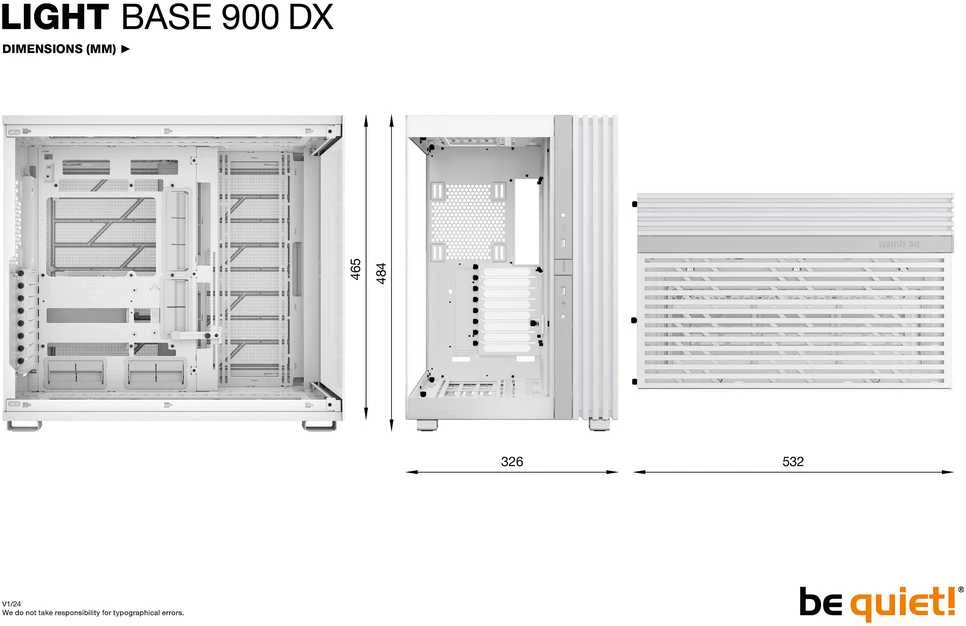 Kompiuterio Korpusas - be quiet! LIGHT BASE 900 DX Full Tower Su Šoniniu Langeliu Baltas