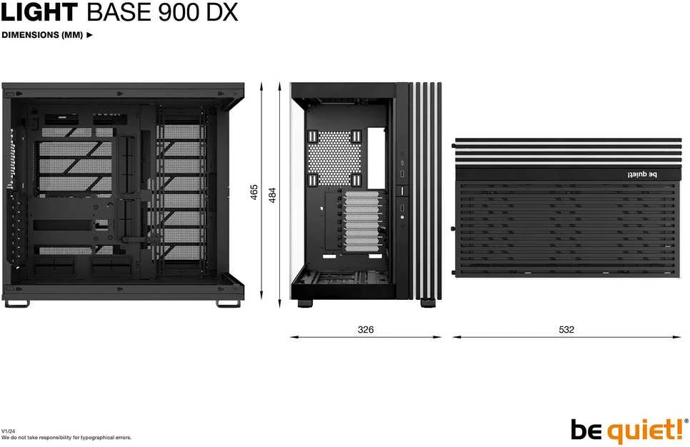 Kompiuterio Korpusas - be quiet! LIGHT BASE 900 DX Pilno Dydžio Korpusas su Daugiaspalviu Apšvietimu Juodas