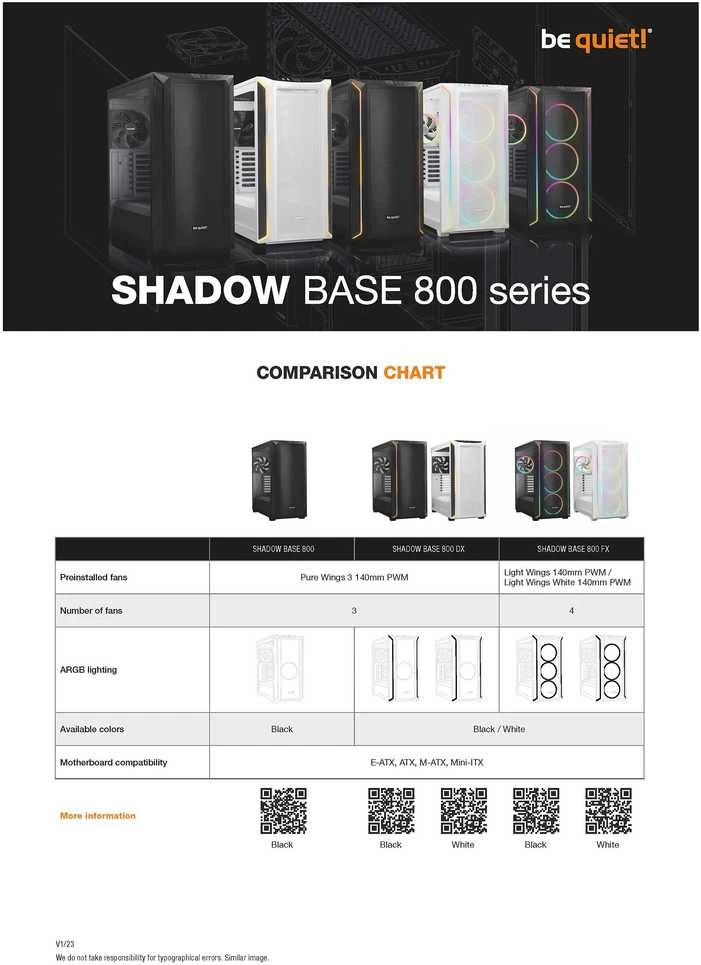 LISTAN BE QUIET Shadow Base 800 DX Case Baltas (P)