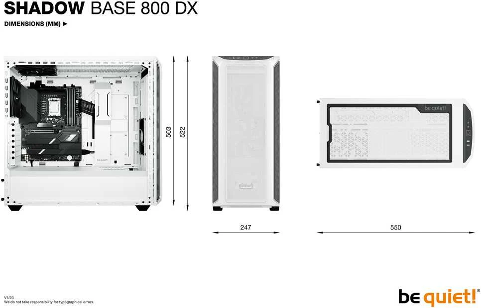 LISTAN BE QUIET Shadow Base 800 DX Case Baltas (P)
