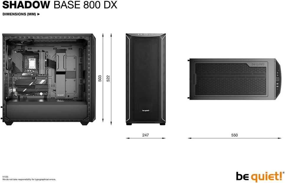 LISTAN BE QUIET Shadow Base 800 DX Case Juodas (P)