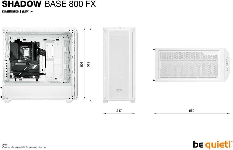 LISTAN BE QUIET Shadow Base 800 FX Case Baltas (P)