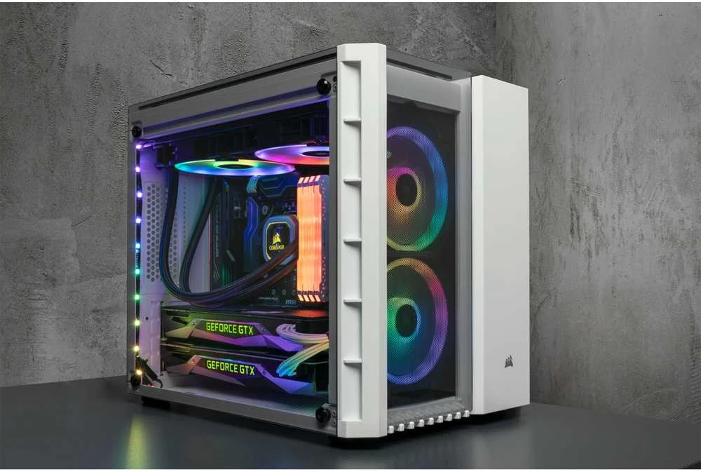 PC korpusas Corsair Crystal 280X RGB Micro-ATX, Baltas
