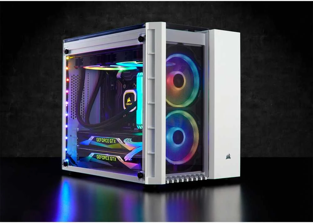 PC korpusas Corsair Crystal 280X RGB Micro-ATX, Baltas